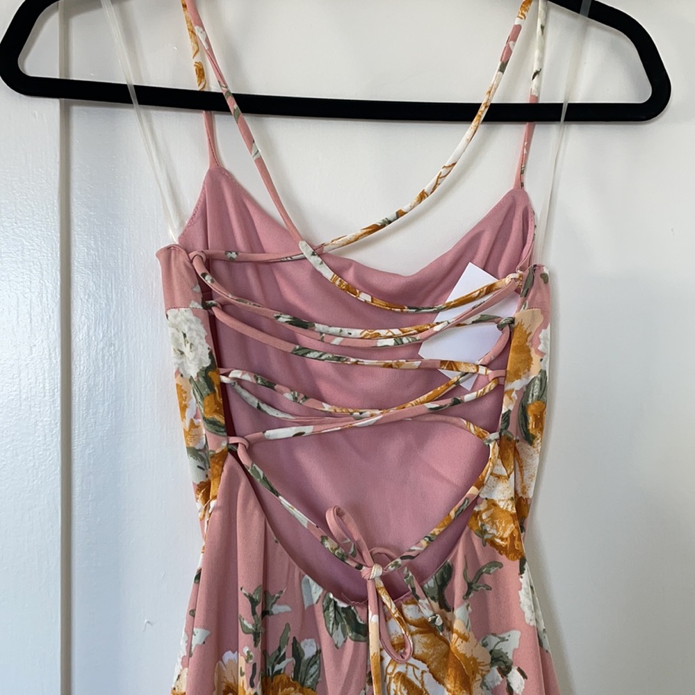 NWT pink floral strappy dress